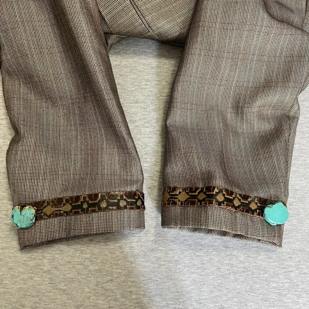 Red Sky Sport Jacket Mens 44L Brown‎ Santa Fe 424 Western Cowboy Turquoise Flaws